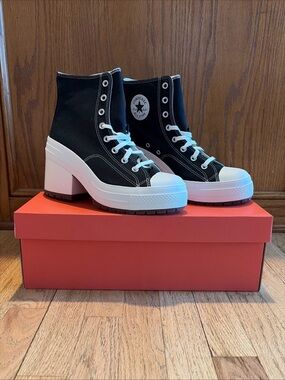 Converse Black and White Platform Lug-Sole High Top Sneakers